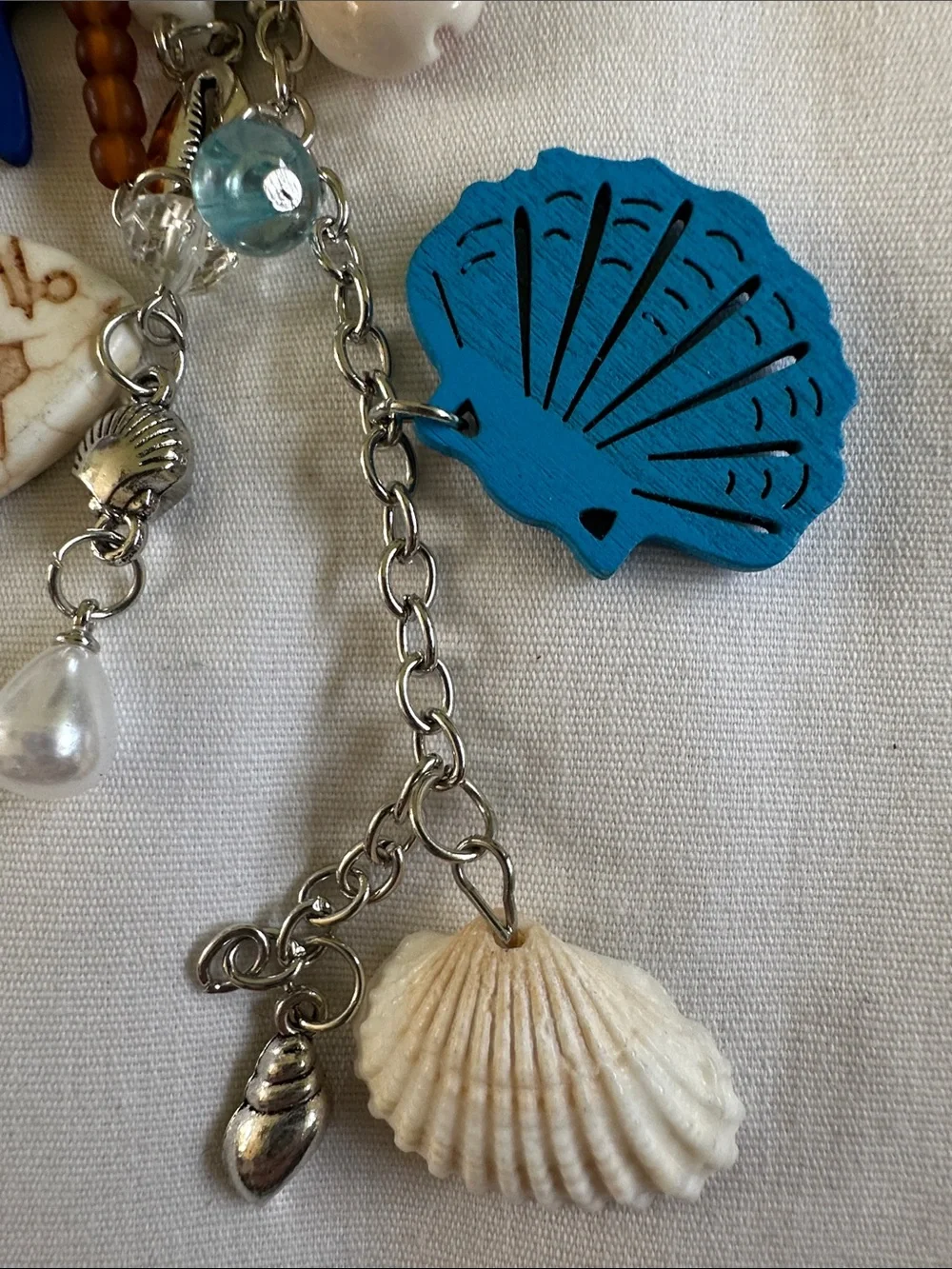 Beach Charm Keychain or Purse Charm Blue, White & Yellow